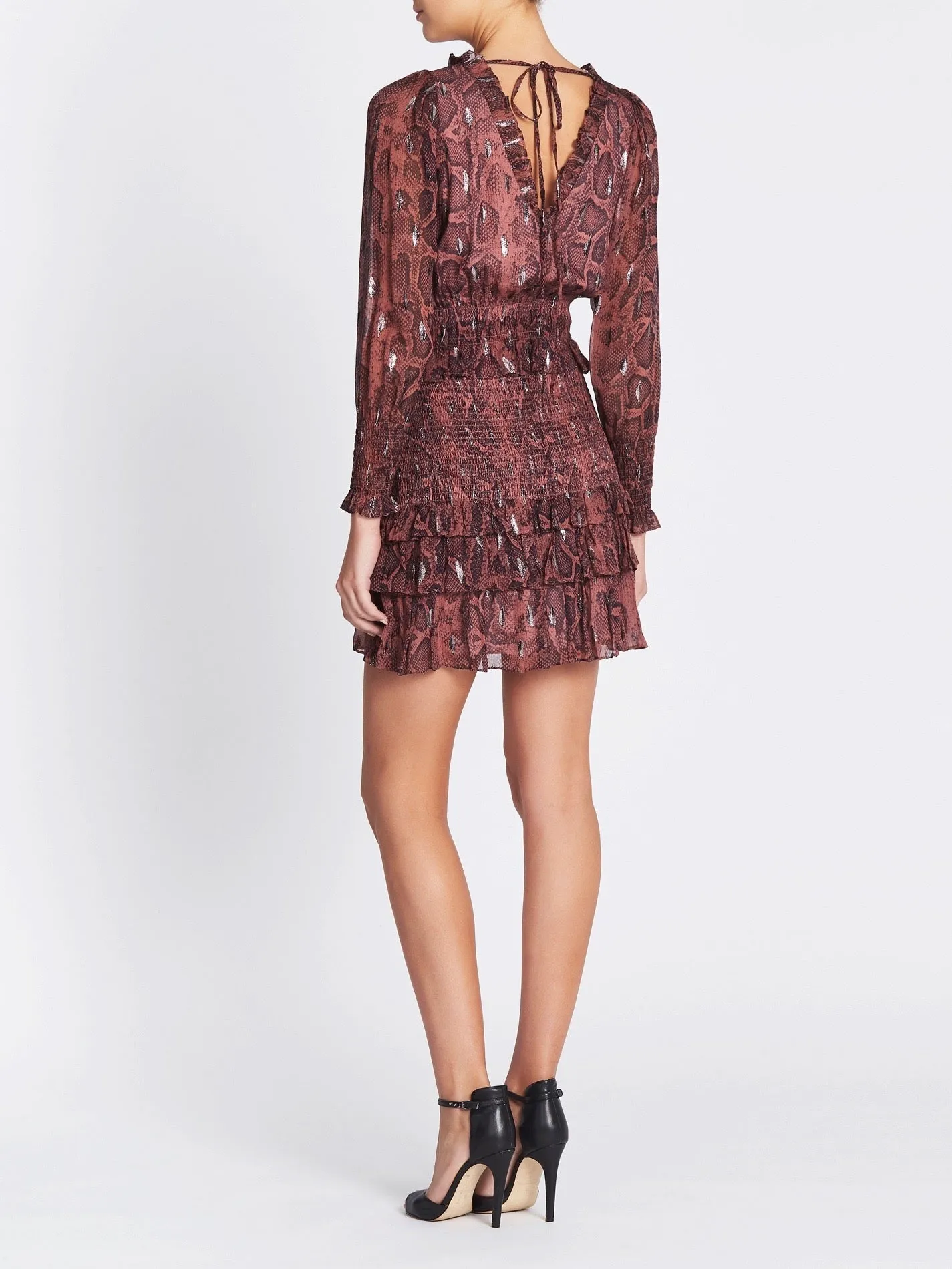 Snake Print Smocked Clip Dress