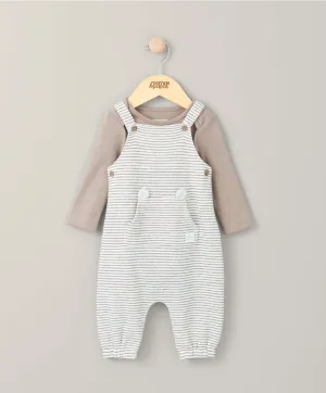 Stripe Dungarees & Bodysuit Outfit Set