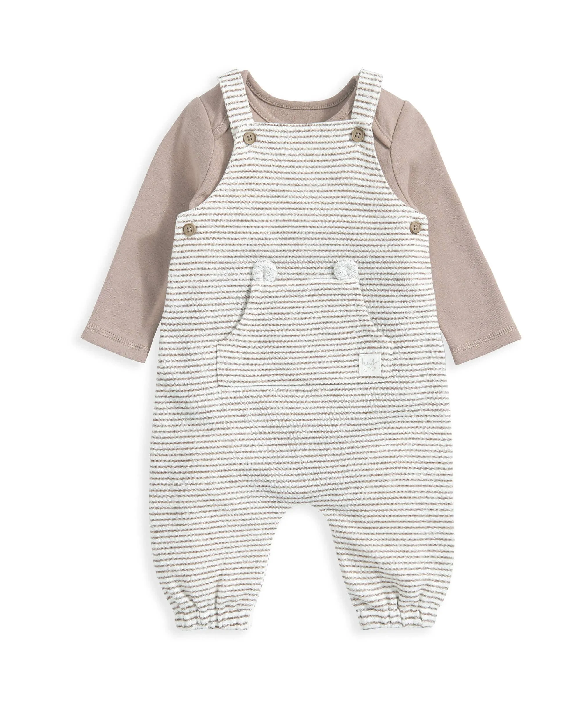 Stripe Dungarees & Bodysuit Outfit Set