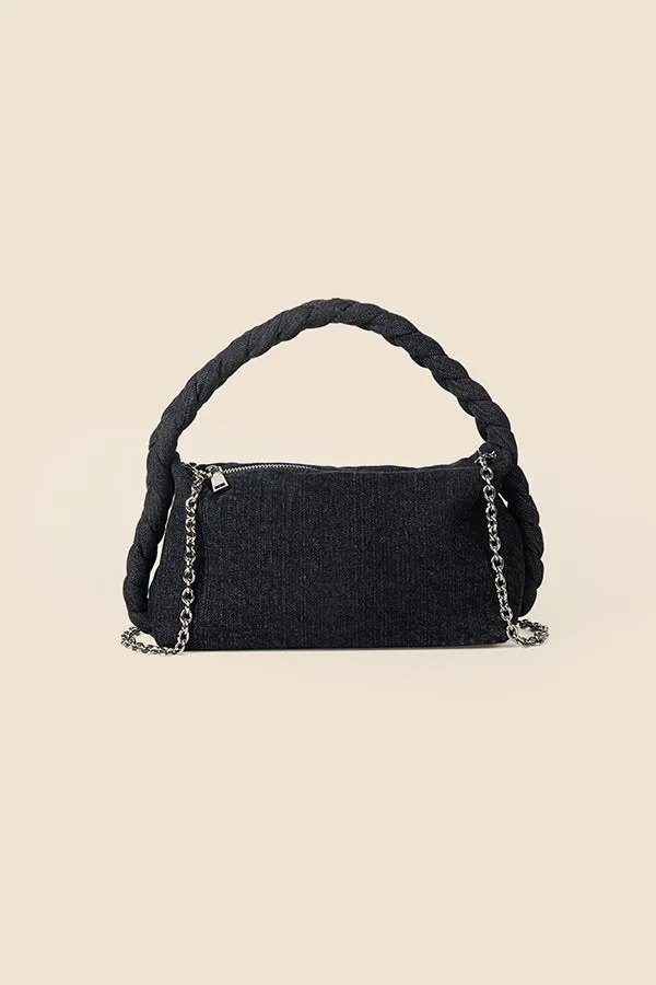 Stylish Versatile Chain Denim Twist Handbag