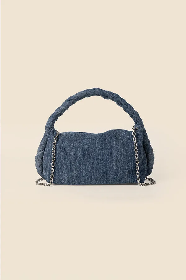 Stylish Versatile Chain Denim Twist Handbag