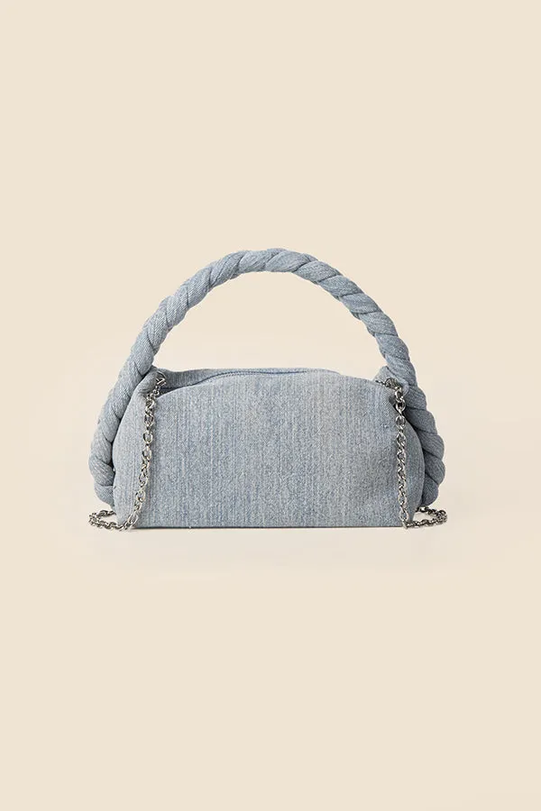 Stylish Versatile Chain Denim Twist Handbag