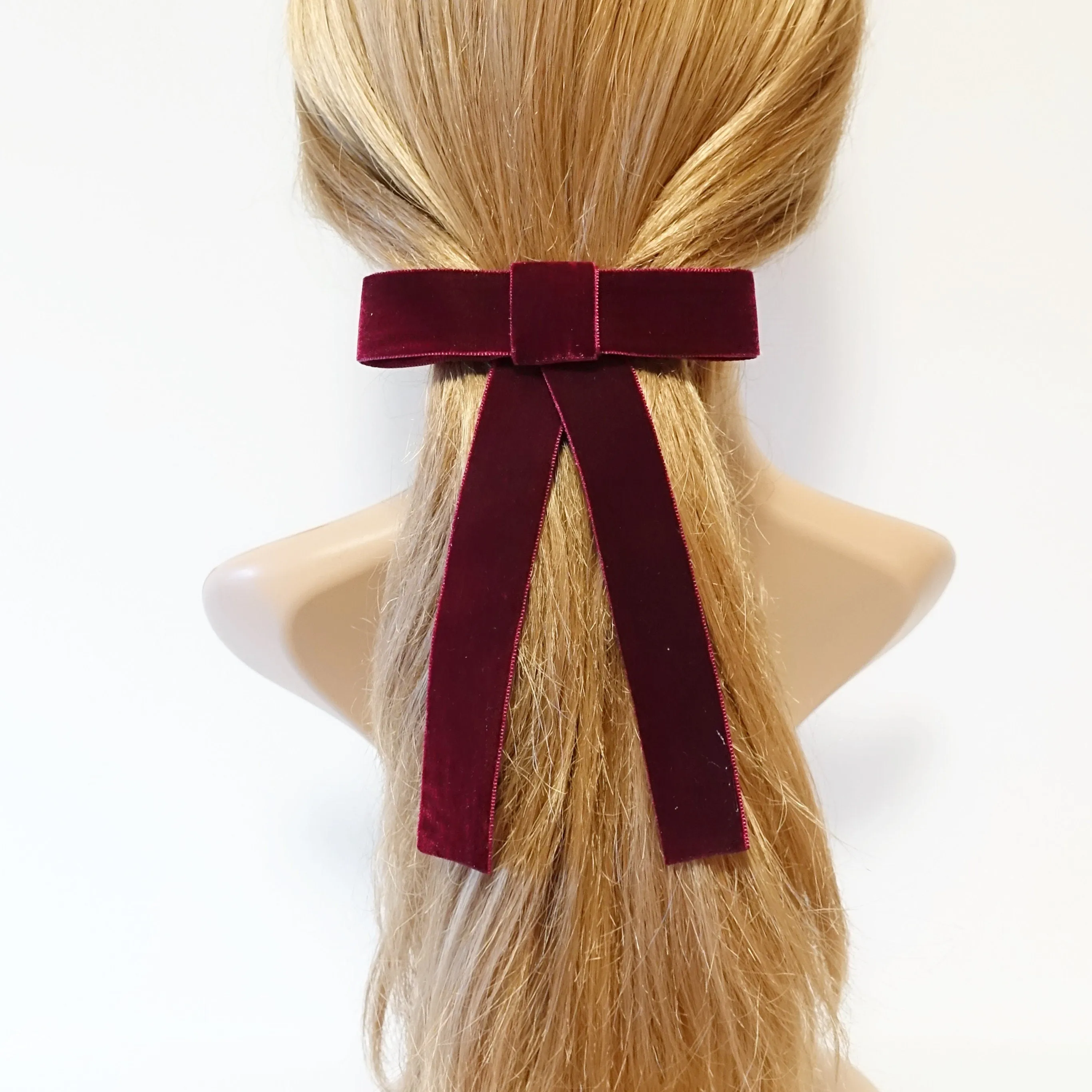 Velvet bow simple stylish black velvet hair accessory 0.98 inch width