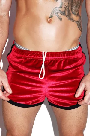 Velvet Running Shorts- Red