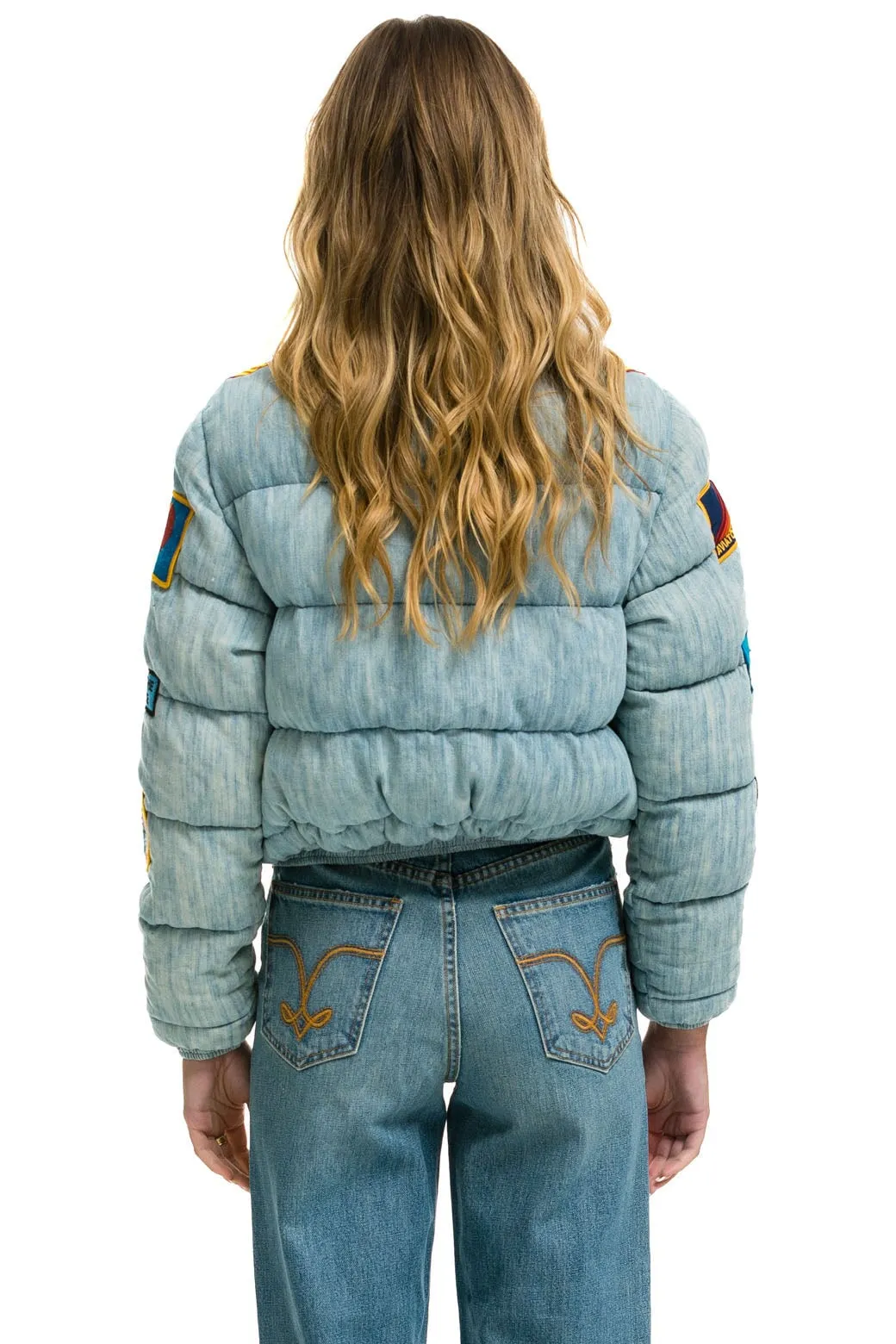 VINTAGE PATCH DENIM APRES PUFFER JACKET - VINTAGE