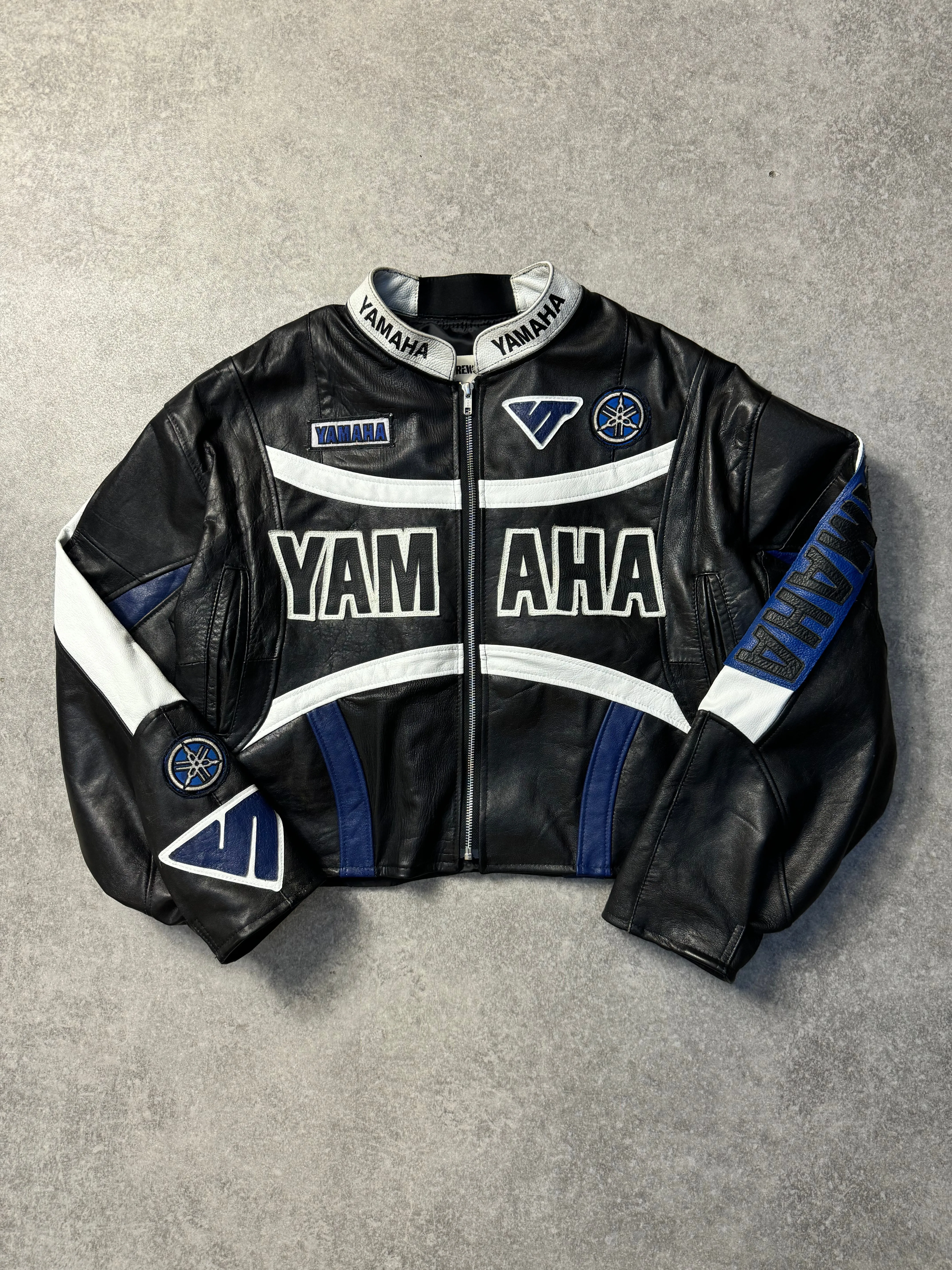 VT Rework: Yamaha VT Logo Cropped Leather Racing Jacket