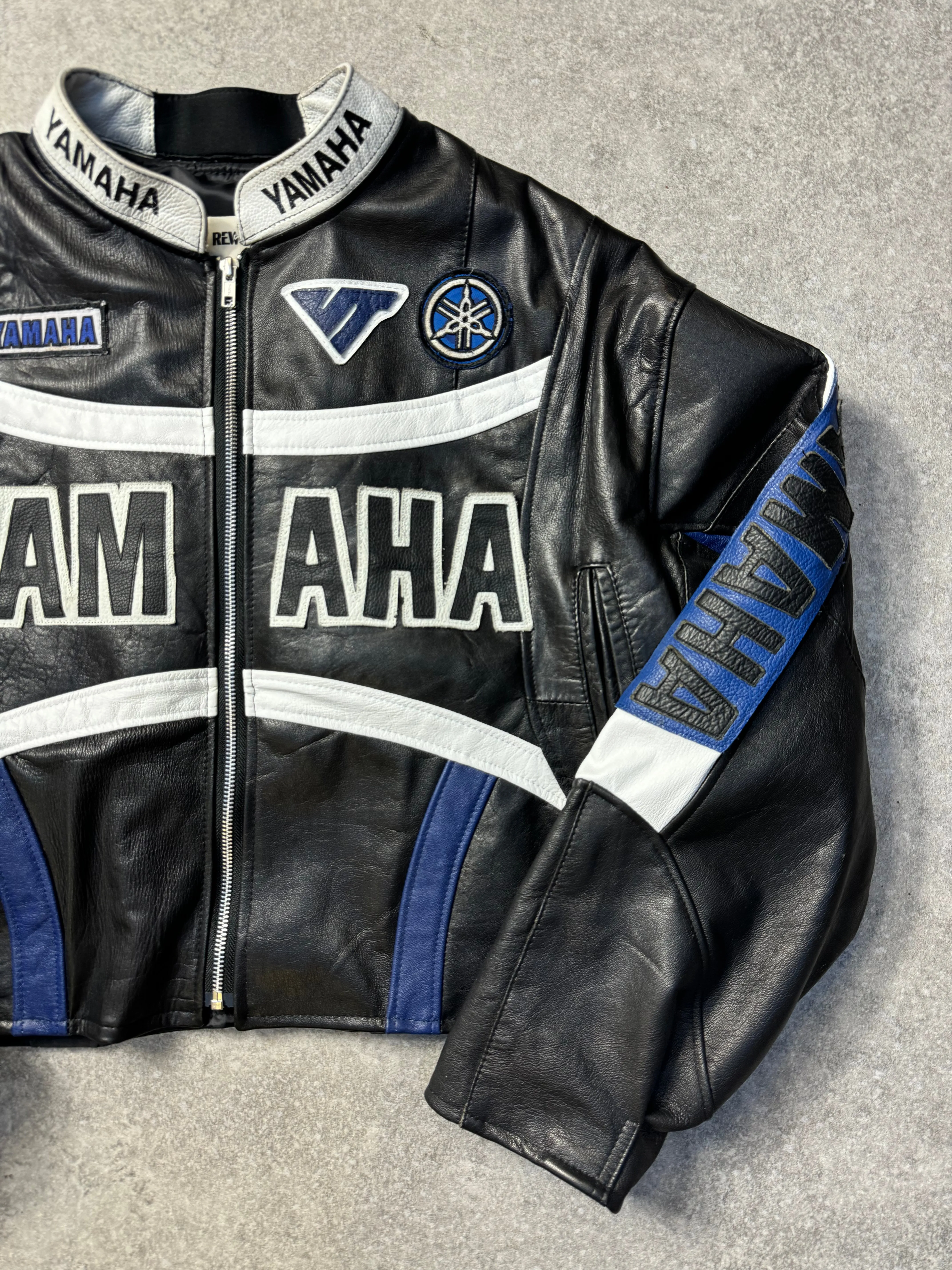 VT Rework: Yamaha VT Logo Cropped Leather Racing Jacket