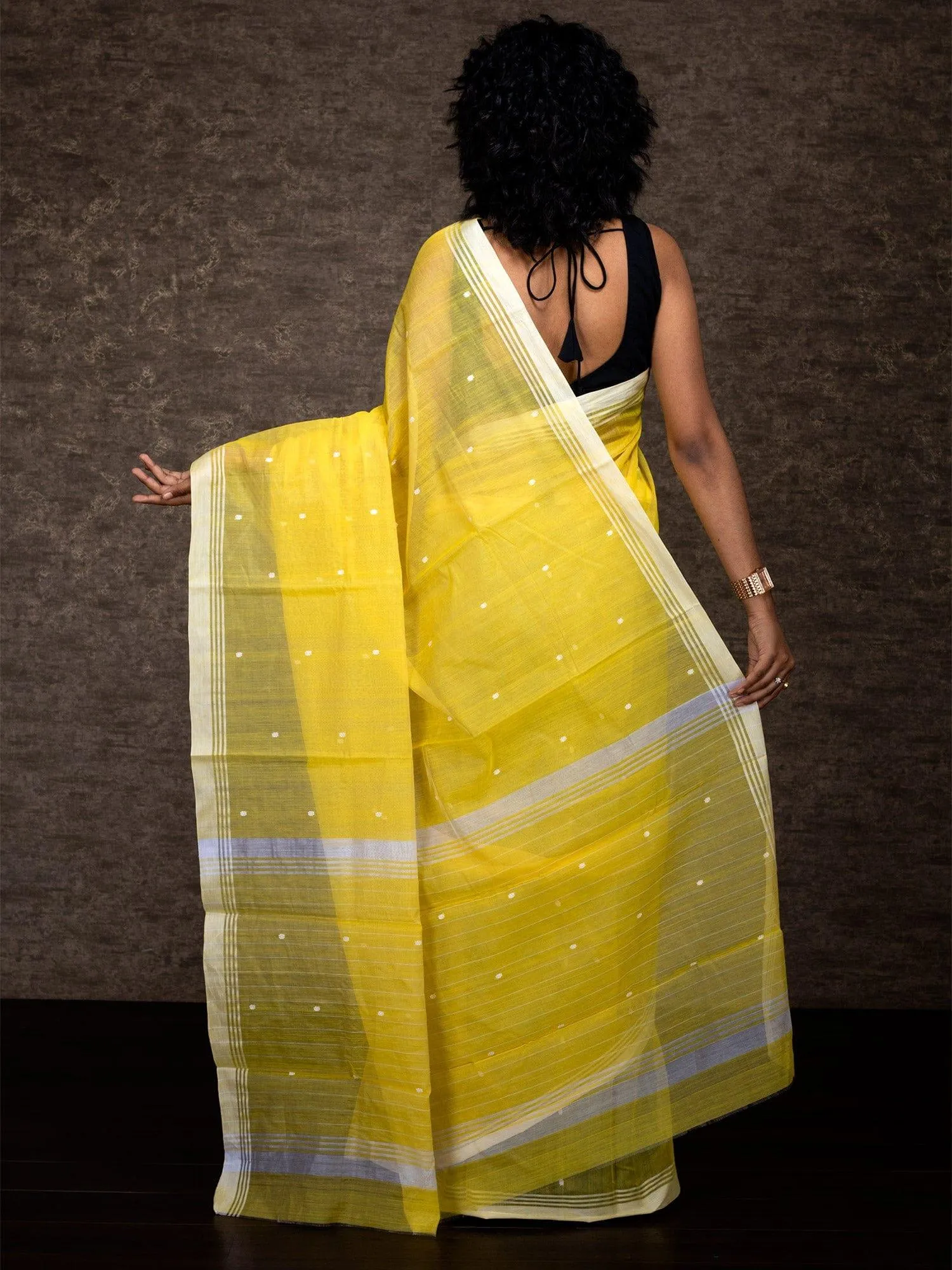 Yellow Chanderi Silk Jamdani Saree